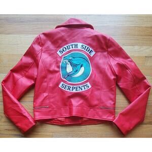 Riverdale South Side Serpents Womens Red Jacket Size Medium Faux Leather